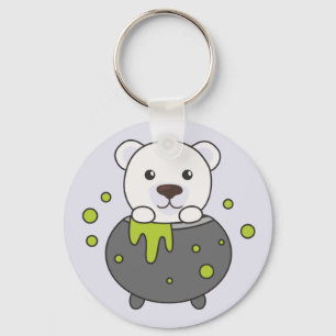 Polar Bear Happy Halloween Cauldron Bat Schlüssela Schlüsselanhänger