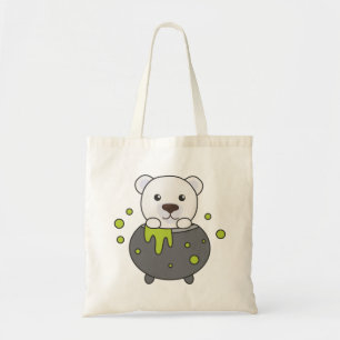 Polar Bear Happy Halloween Cauldron Bat Tote Bag Tragetasche