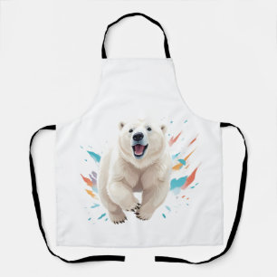 Polar Bear Happy Playful Fun Jumping Air Joyful Schürze