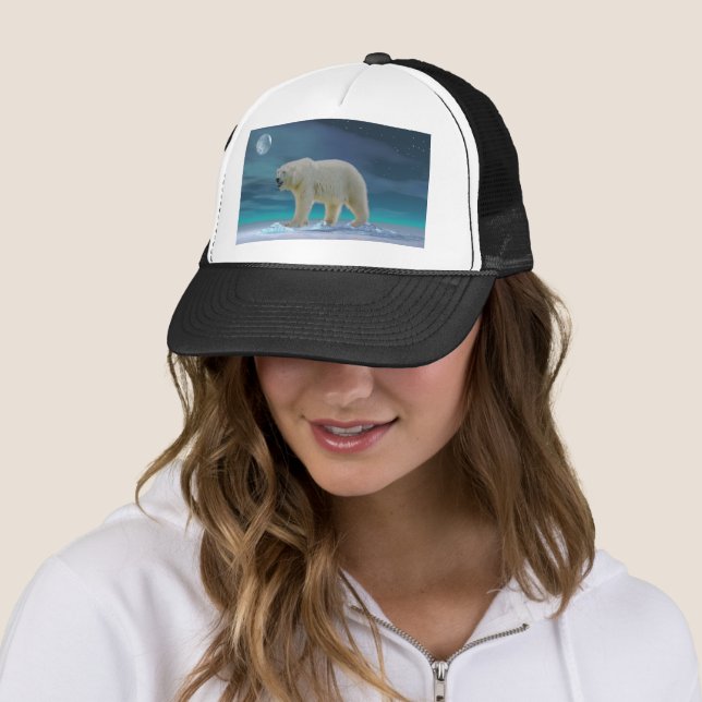 Polar Bear in Moonlight Trucker Hat Truckerkappe (Beispiel)