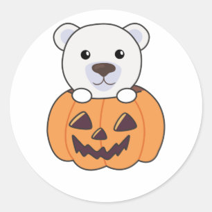 Polar Bear in Pumpkin Sweet Polar Bars glücklich Runder Aufkleber
