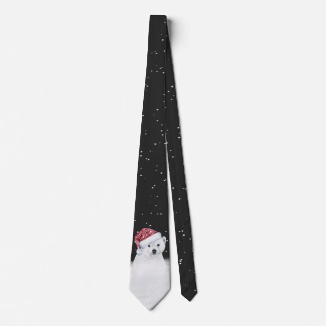 Polar Bear in Snowflakes Neck Tie Krawatte (Vorderseite)
