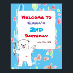 Polar bear Kids Art Birthday Party Welcome Poster<br><div class="desc">Polar bear Kids Art Birthday Party Welcome Poster</div>