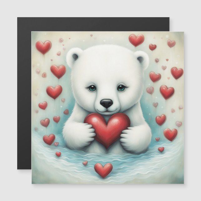Polar Bear Liebe 1 Magnetkarte (Vorne/Hinten)