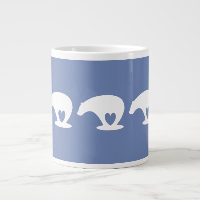 Polar Bear Liebe auf Hochzeitswald blau Jumbo-Tasse (Vorderseite)