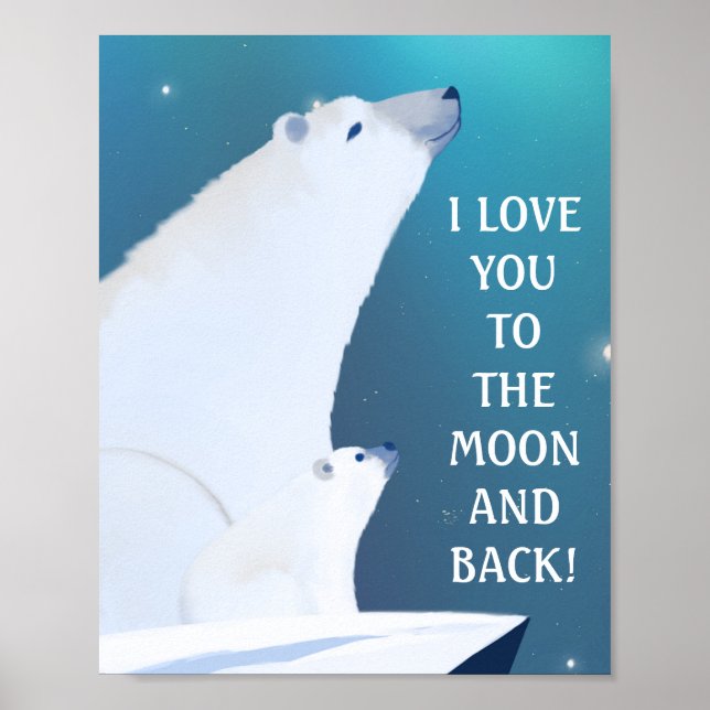 Polar Bear Liebe Northern Light Winter Poster (Vorne)