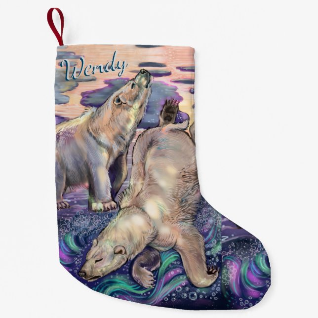 Polar Bear Magie Kleiner Weihnachtsweihnachtsfest  Kleiner Weihnachtsstrumpf (Vorderseite)