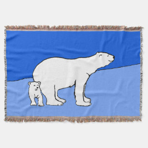 Polar Bear Mama and Cub Painting - Wildlife Art Decke
