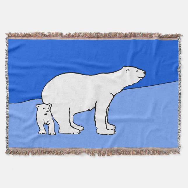 Polar Bear Mama and Cub Painting - Wildlife Art Decke (Vorderseite)