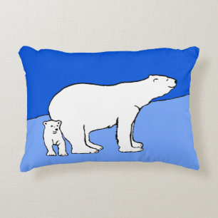 Polar Bear Mama and Cub Painting - Wildlife Art Dekokissen