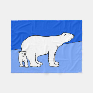 Polar Bear Mama and Cub Painting - Wildlife Art Fleecedecke