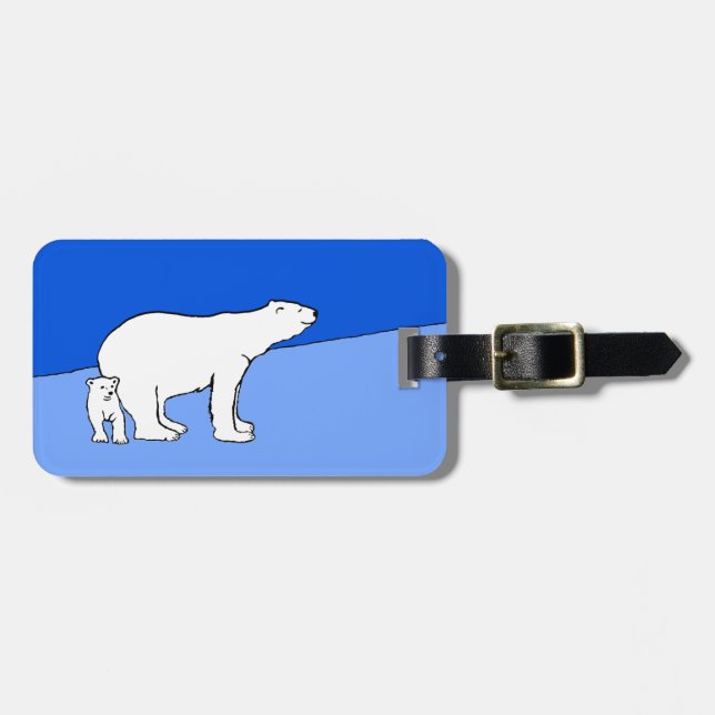 Polar Bear Mama and Cub Painting - Wildlife Art Gepäckanhänger (Vorderseite horizontal)
