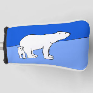 Polar Bear Mama and Cub Painting - Wildlife Art Golf Headcover