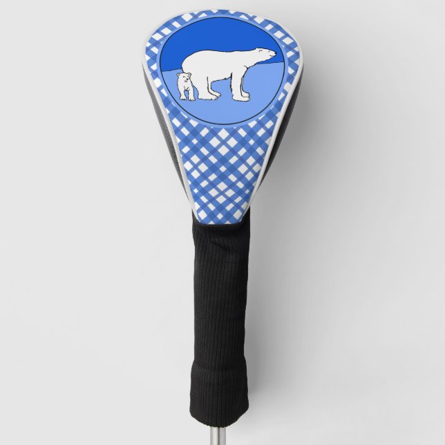 Polar Bear Mama and Cub Painting - Wildlife Art Golf Headcover (Vorderseite)