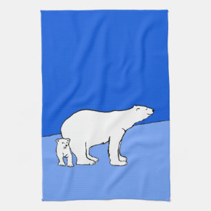 Polar Bear Mama and Cub Painting - Wildlife Art Handtuch