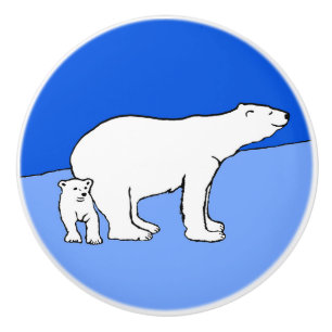 Polar Bear Mama and Cub Painting - Wildlife Art Keramikknauf
