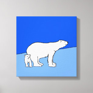 Polar Bear Mama and Cub Painting - Wildlife Art Leinwanddruck