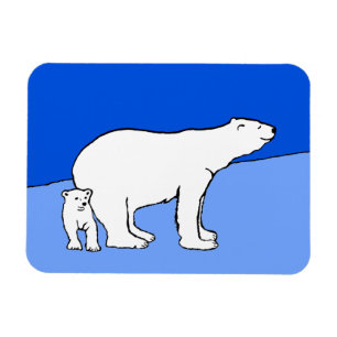 Polar Bear Mama and Cub Painting - Wildlife Art Magnet