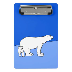 Polar Bear Mama and Cub Painting - Wildlife Art Mini Klemmbrett