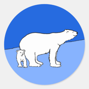 Polar Bear Mama and Cub Painting - Wildlife Art Runder Aufkleber