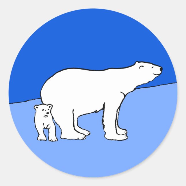 Polar Bear Mama and Cub Painting - Wildlife Art Runder Aufkleber (Vorderseite)