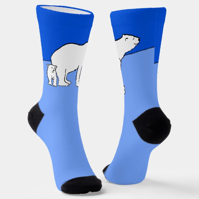 Polar Bear Mama and Cub Painting - Wildlife Art Socken (Gewinkelt)