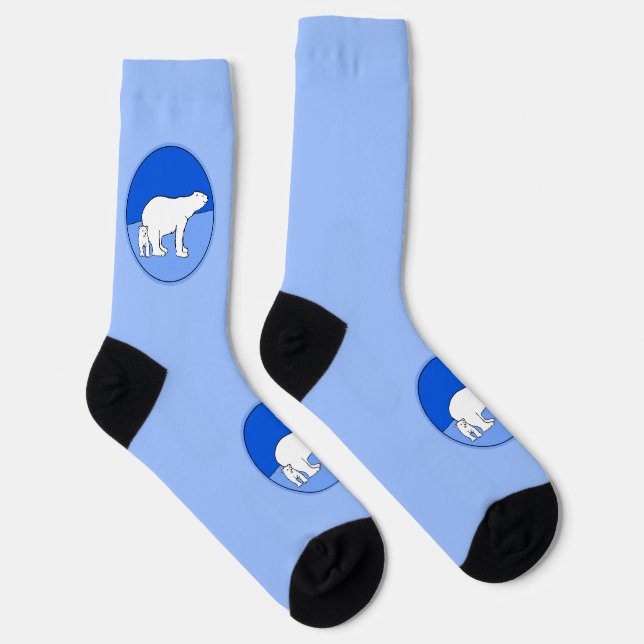 Polar Bear Mama and Cub Painting - Wildlife Art Socken (Rechts)