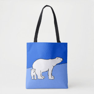 Polar Bear Mama and Cub Painting - Wildlife Art Tasche