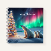 Polar Bear Mama Cubs Weihnachtsbaum Nordlichter