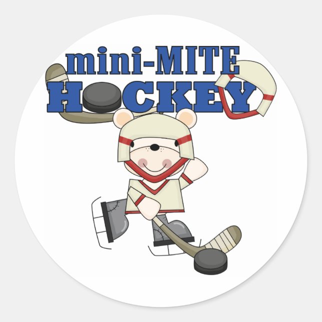 Polar Bear Mini Mite Hockey Tshirts und Geschenke Runder Aufkleber (Vorderseite)
