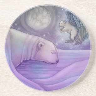 Polar Bear mit Angel-Untersetzer Sandstein Untersetzer