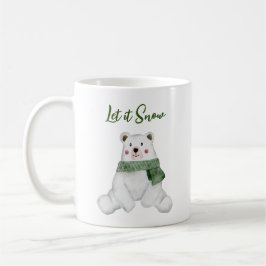 Polar Bear mit grünem Scarf Lass es schneien Kaffeetasse