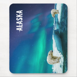 Polar Bear mit Northern Lights Alaska Mouse Pad Mousepad