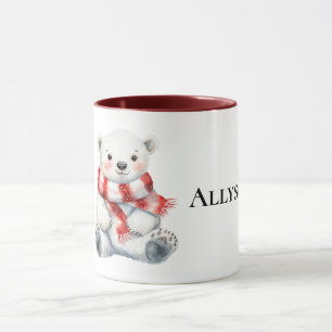 Polar Bear mit Peppermint Red White Scarf Tasse