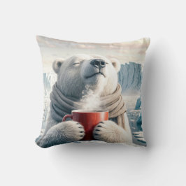 Polar Bear mit Red Coffee Tasse Kissen