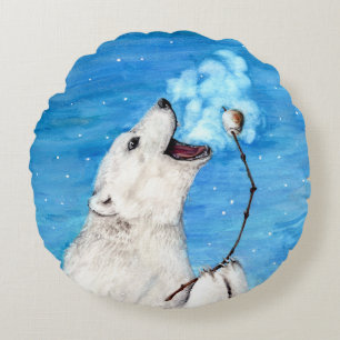 Polar Bear mit Toasta Marshmallow Rundes Kissen