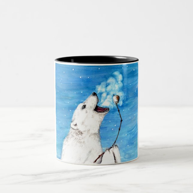 Polar Bear mit Toasta Marshmallow Zweifarbige Tasse (Mittel)