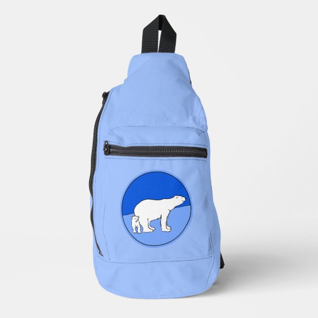 Polar Bear Mother and Cub Painting Wildlife Art Crossbody Bag (Vorderseite)