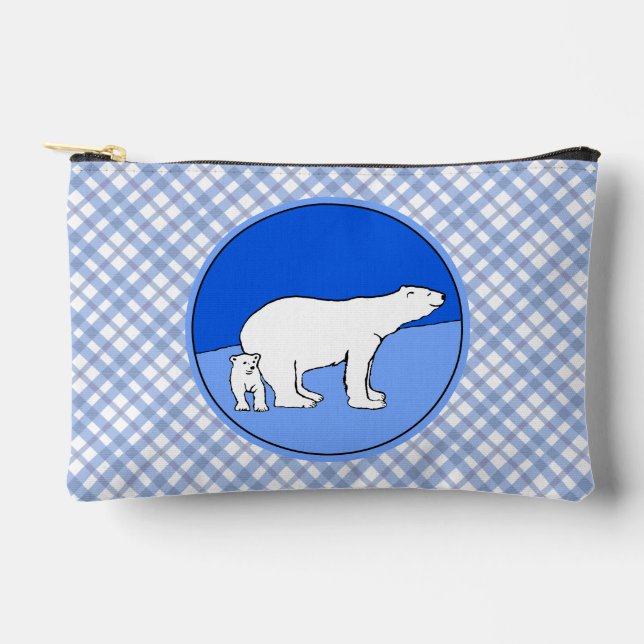 Polar Bear Mother and Cub Painting Wildlife Art Zubehörtasche (Vorderseite)