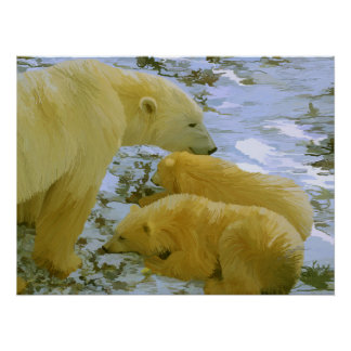 Polar Bear Mutti und ihre Naben Papier drucken Poster
