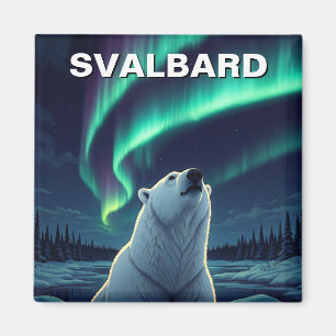Polar Bear Nordlichter Svalbard Norwegen Magnet