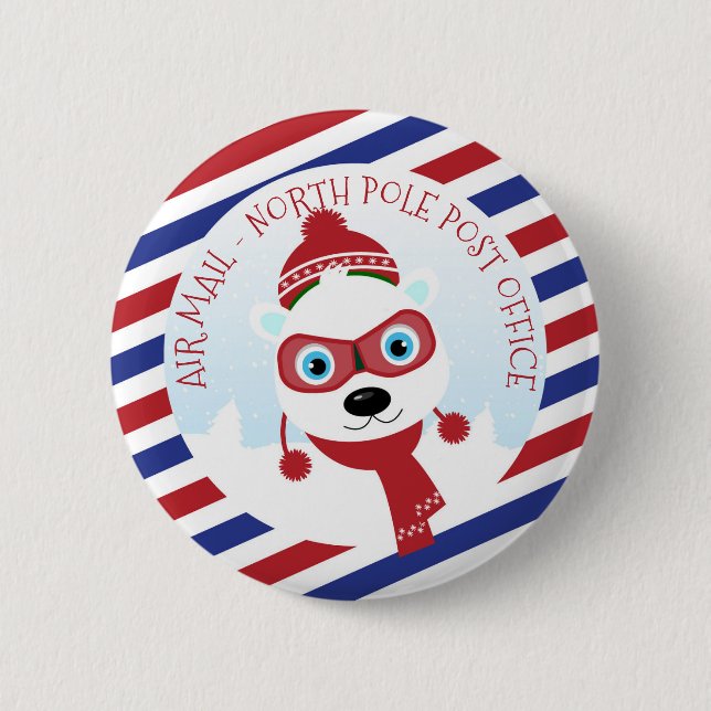 Polar Bear North Pole Post Office Button (Vorderseite)