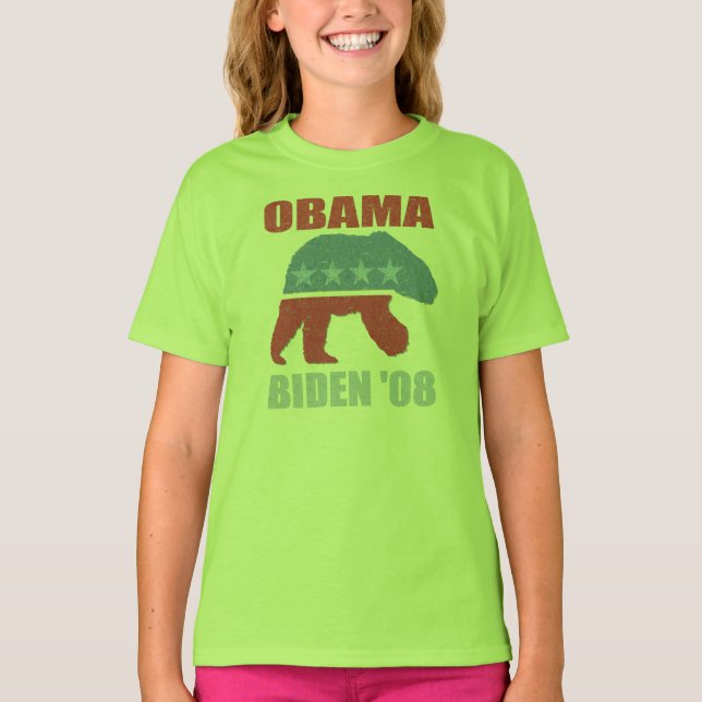 Polar Bear Obama Biden '08 Kids Ringer Shirt (Vorderseite)