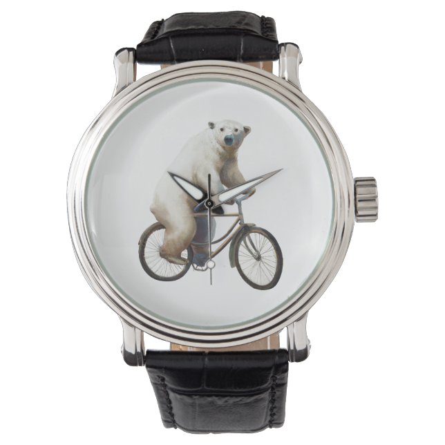 Polar Bear on Bicycle Armbanduhr (Vorderseite)