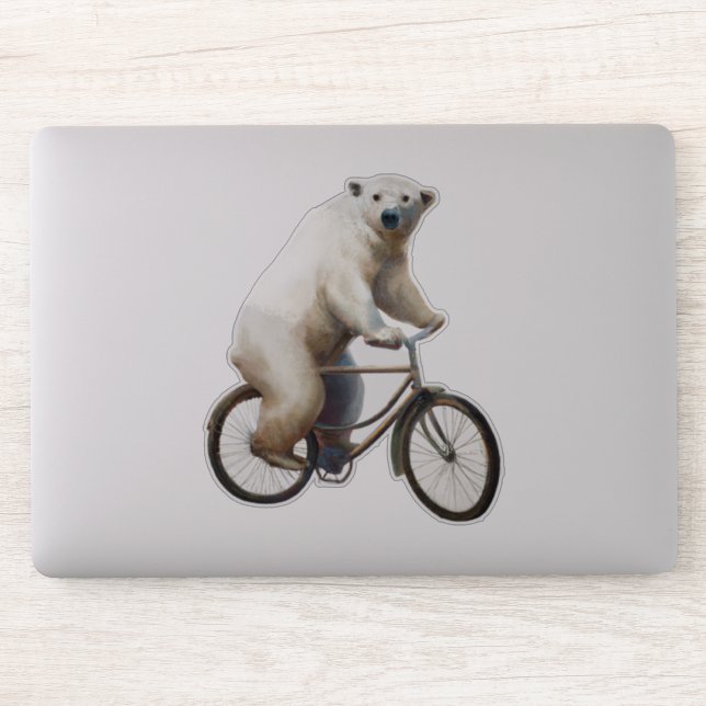 Polar Bear on Bicycle Aufkleber (Computer)