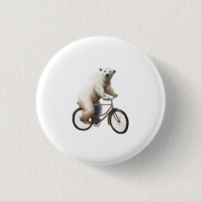 Polar Bear on Bicycle Button (Vorderseite)
