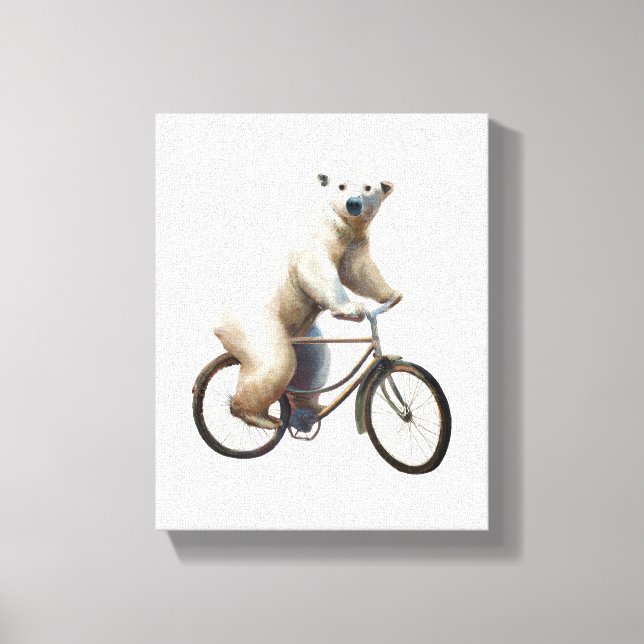 Polar Bear on Bicycle Leinwanddruck (Vorderseite)