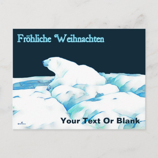 Polar Bear On Ice - Fröhliche Weihnachten (Vorderseite)