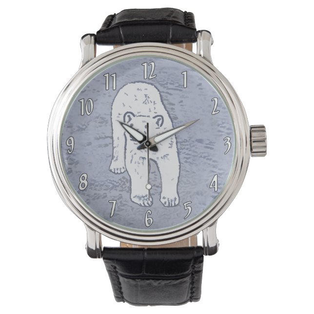 Polar Bear on Ice Painting - Original Wildlife Art Armbanduhr (Vorderseite)