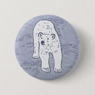 Polar Bear on Ice Painting - Original Wildlife Art Button